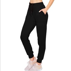 Black Jogger Track Sweatpants with Pockets